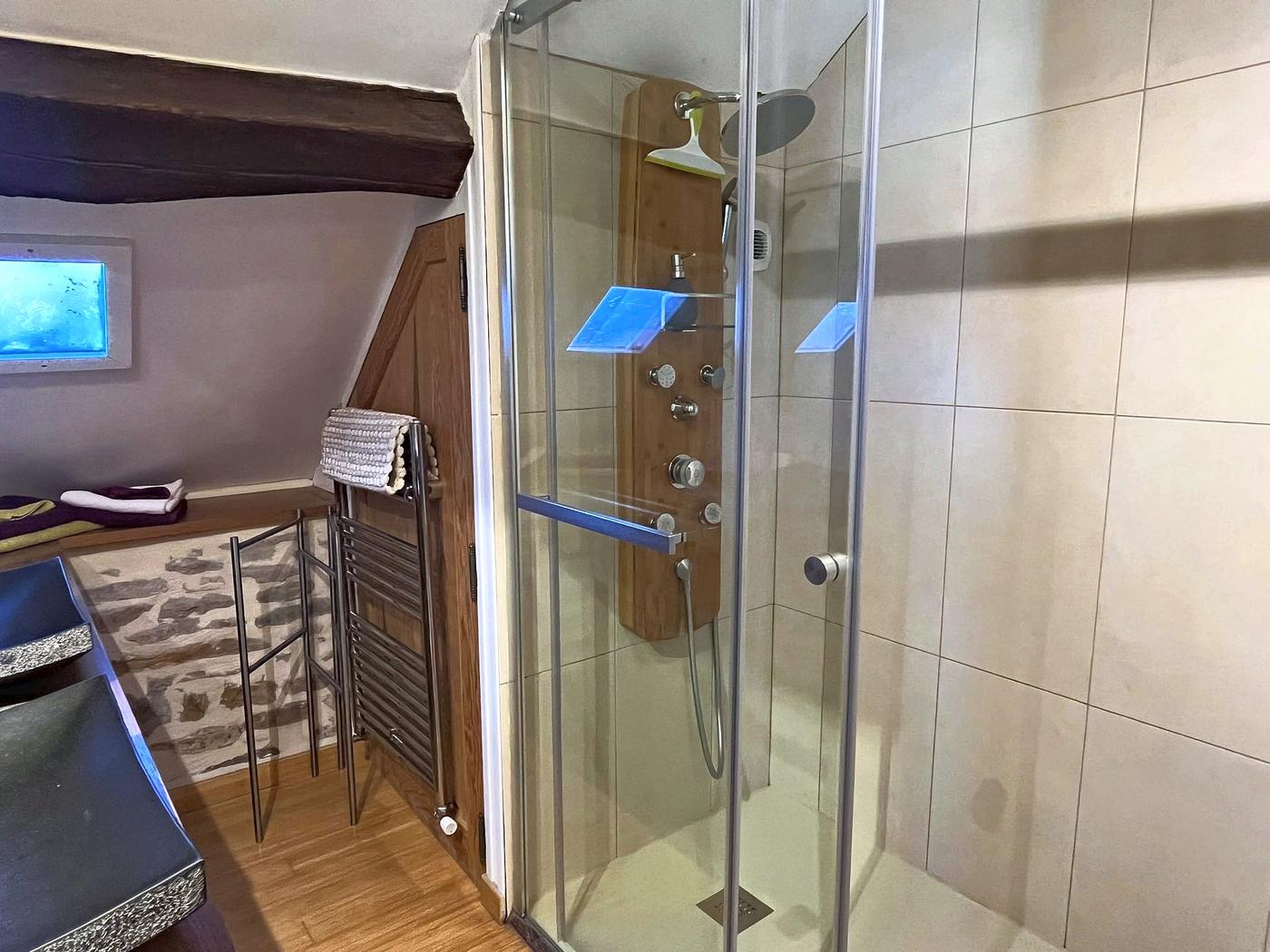 The shower in the En Messepierre bathroom